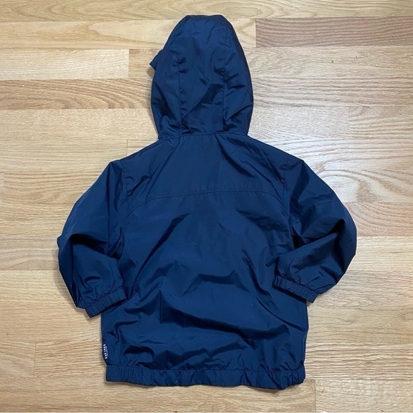 Gap Blue Jacket Sz 2 Gray Lined Spring Fall Hooded Wind Breaker Coat Kid Toddler - Picture 3 of 3